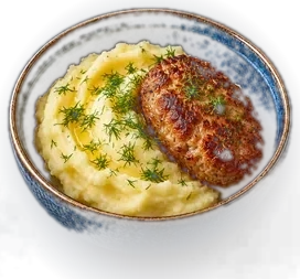 Mashed potatoes with a cutlet